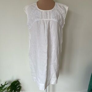 Roberta Roller Rabbit White Cotton Embroidered Crewneck Peasant Dress Size S